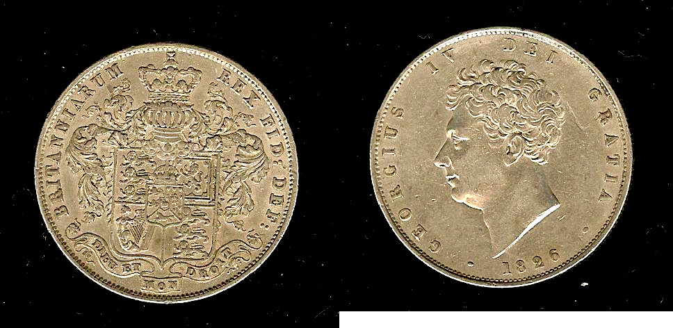 ROYAUME-UNI 1/2 Crown Georges IV 1826 TTB+